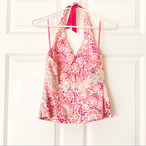Lilly Pulitzer Halter Top Pink Print Size 4 - Picture 3 of 5